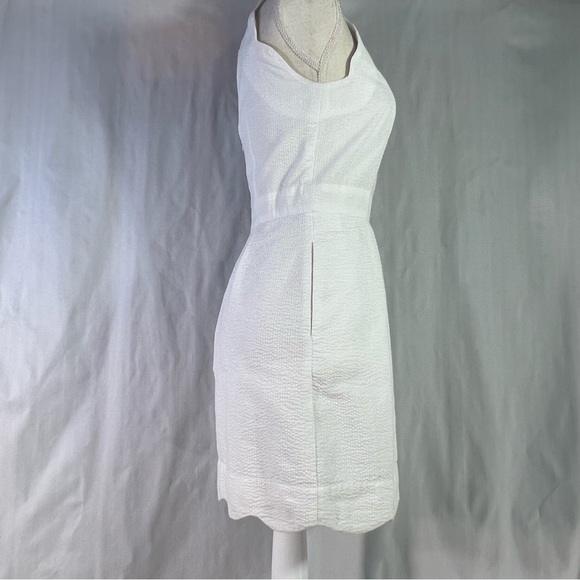 Lauren James Landry Seersucker White Sleeveless Fit & Flare Cut Out Back Dress S - Picture 6 of 10